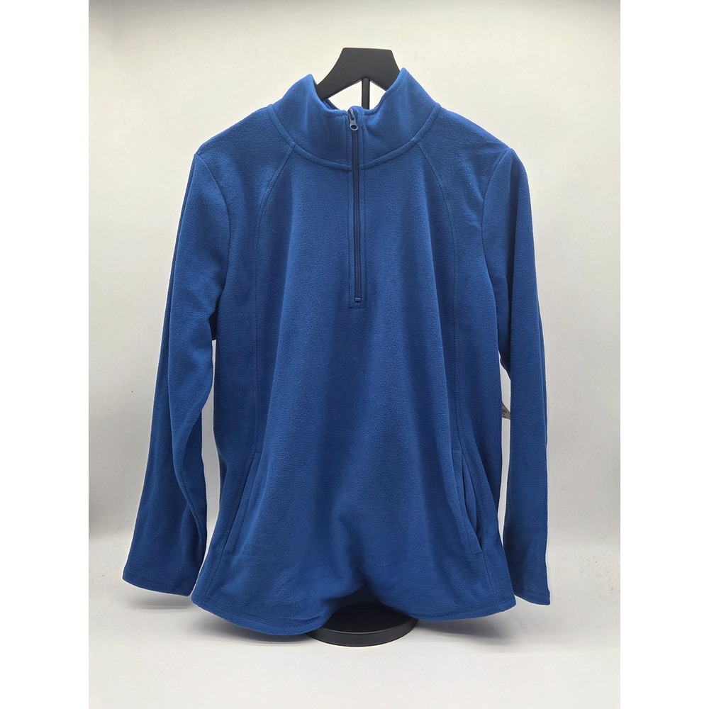 St. John's Bay Classic Quarter Zip Blue Fleece Pullover Size L NWT 101-855